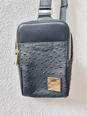 Prime Society Dynasty Black Slingbag Leather Blue Interior Limited, Orig $245